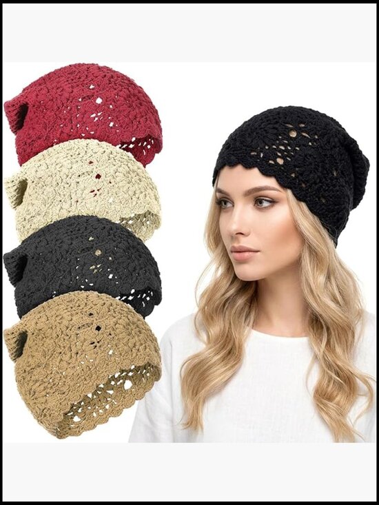 Crochet Slouchy Beanies for Women Hollow Design Lightweight Knitted Hat Summer main image 7